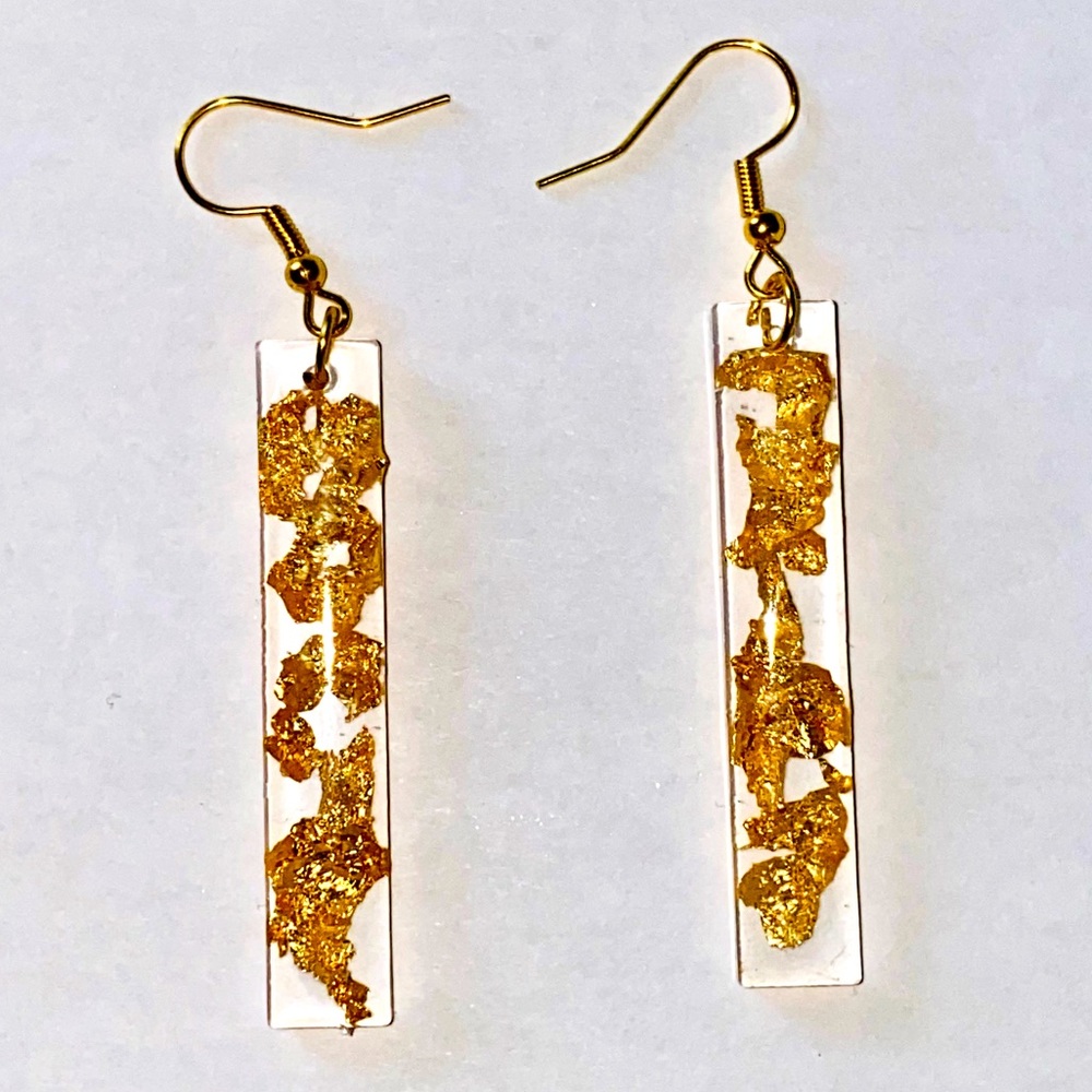 Handmade resin gold flake earrings